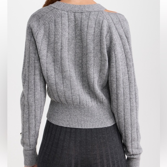 🍂NWT RECTO Bold Rib Slit Detail V Neck Sweater - Picture 2 of 11